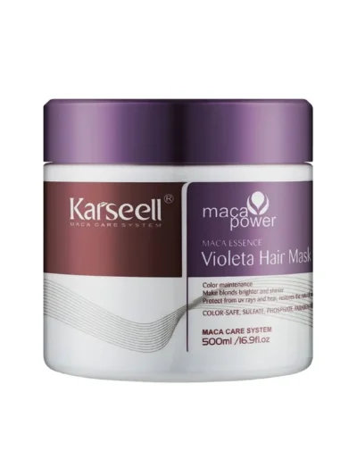 Mask to neutralize the yellowness of blond hair Karseell Maca Power Essence Purple Hair Mask 500 ml