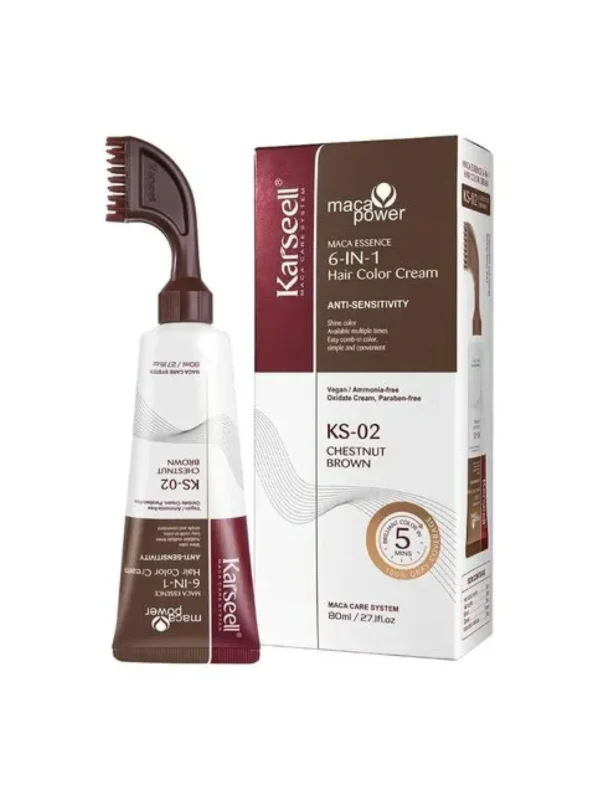 Фарба для волосся Karseell Maca Power Essence 6-In-1 Hair Color Cream Chestnut Brown 80 мл