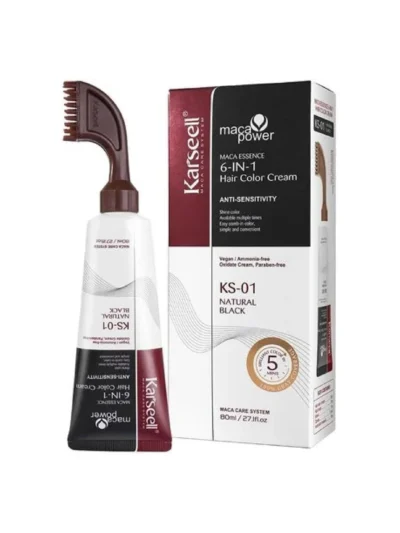 Фарба для волосся Karseell Maca Power Essence 6-In-1 Hair Color Cream Natural Black 80 мл