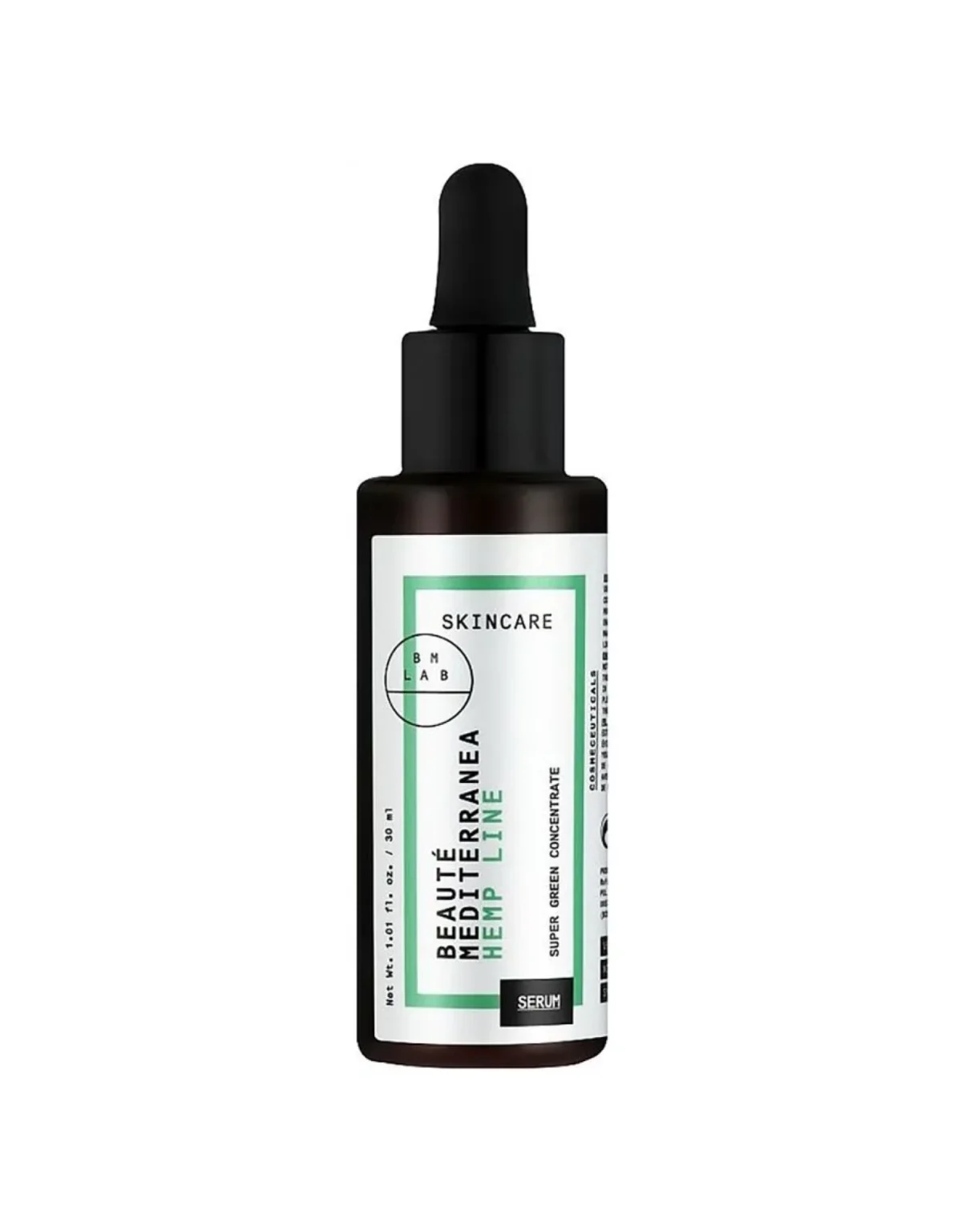 Сироватка-концентрат для обличчя з олією насіння конопель BEAUTÉ MEDITERRANEA SUPER GREEN CONCENTRATE SERUM HEMP LINE 30 мл